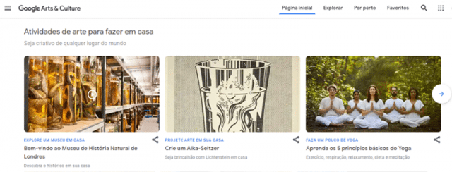 museus virtuais google arts and culture página inicial